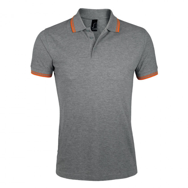 POLO BICOLORE PERSONNALISABLE HOMME 'PASADENA' 200 GR/M² - gris chiné/orange