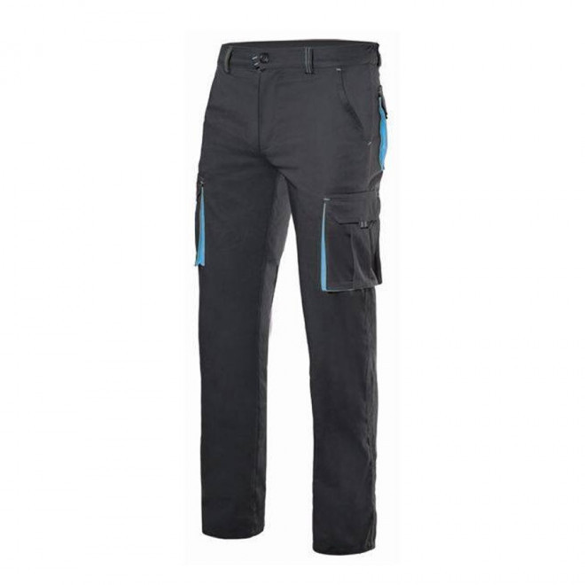 PANTALON PERSONNALISÉ DE TRAVAIL VELILLA® 'CAPTURE' - black/skyblue