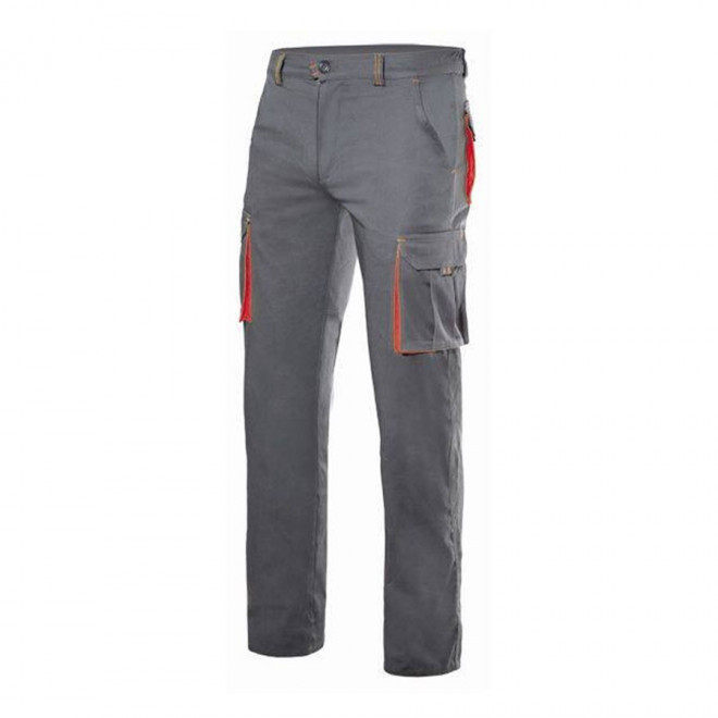 PANTALON PERSONNALISÉ DE TRAVAIL VELILLA® 'CAPTURE' - grey/red