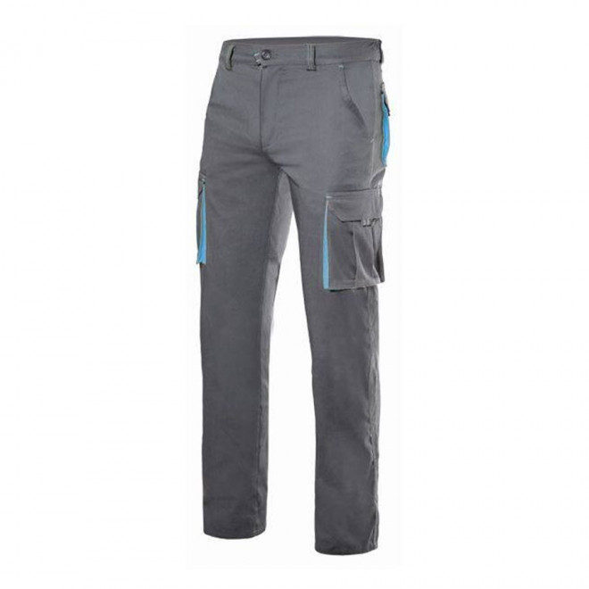 PANTALON PERSONNALISÉ DE TRAVAIL VELILLA® 'CAPTURE' - grey/skyblue