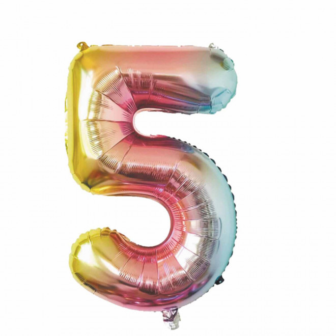 BALLON NUMERO EN MYLAR IRISE 'NUMBERZ' - chiffre 5