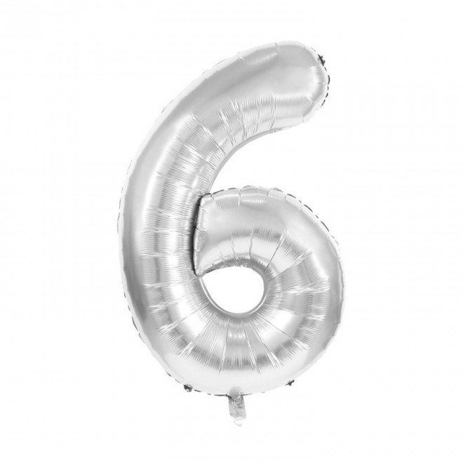 BALLON NUMERO EN MYLAR ARGENT 'NUMBERZ' - chiffre 6