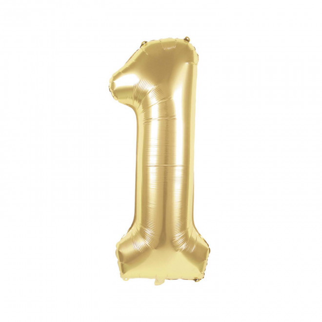 BALLON NUMERO EN MYLAR DORE 'NUMBERZ' - chiffre 1