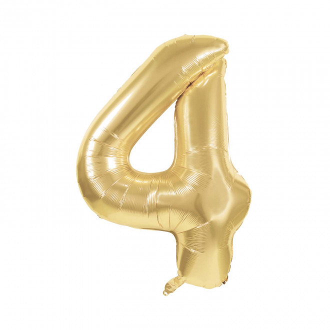 BALLON NUMERO EN MYLAR DORE 'NUMBERZ' - chiffre 4