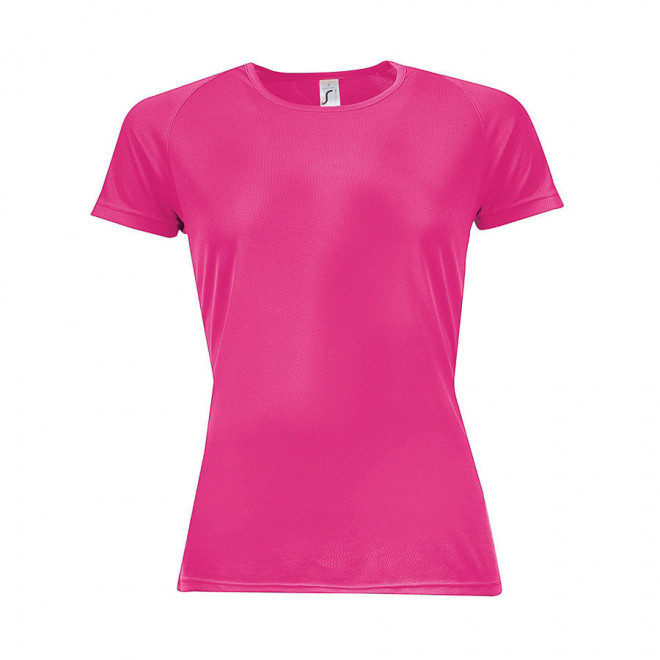TEE-SHIRT PERSONNALISÉ RESPIRANT FEMME 'SPORTY' 140 GR/M² - rose fluo