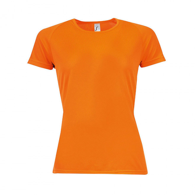 TEE-SHIRT PERSONNALISÉ RESPIRANT FEMME 'SPORTY' 140 GR/M² - orange fluo