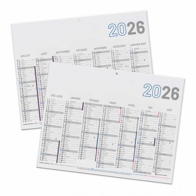 MINI CALENDRIER BANCAIRE PERSONNALISABLE RIGIDE 27x20,8CM 'CALENDY' - blanc