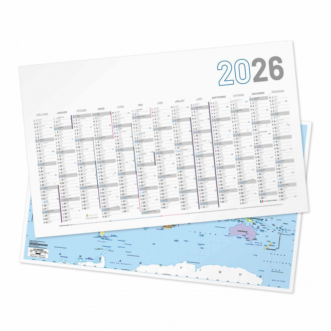 CALENDRIER BANCAIRE PERSONNALISÉ RIGIDE 65X40,5 CM 'MAP' - blanc
