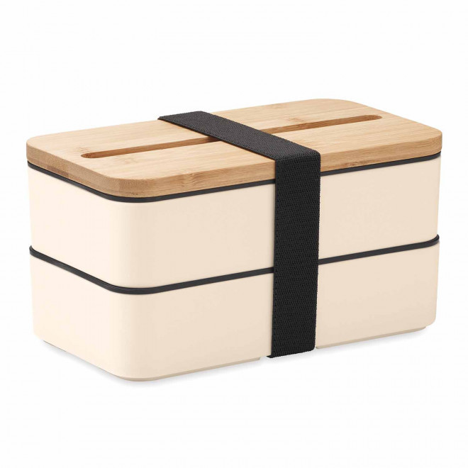 LUNCH BOX PUBLICITAIRE A DEUX NIVEAUX PERSONNALISABLE 'RAVUN' - beige