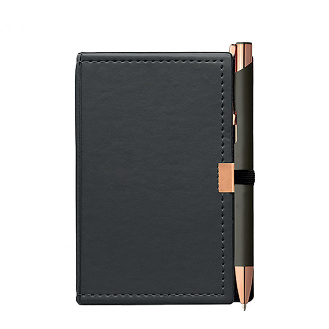 BLOC-NOTES PERSONNALISÉ ET STYLO 'CROSKI' - gun métal