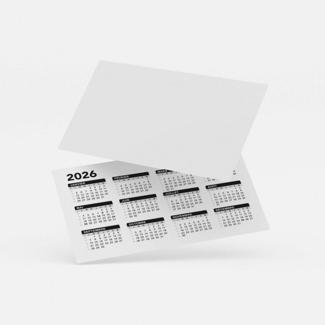 CALENDRIER PERSONNALISÉ CARTE DE VISITE 'PEQUENIO'  - indéchirable