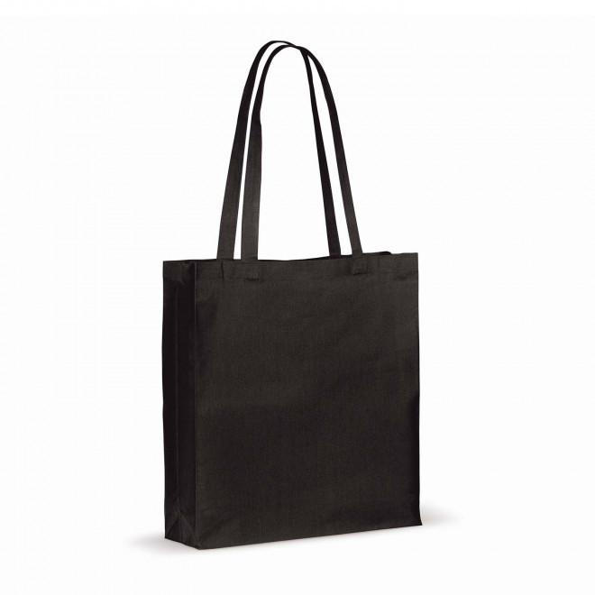 SAC PERSONNALISE EN COTON RECYCLLE SOUFFLET 140G 'FABIO' - noir