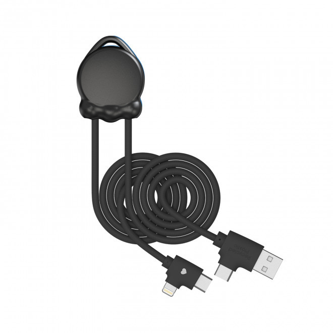 CABLE DE CHARGE 12W PERSONNALISABLE 'OCTOLONGI' - noir