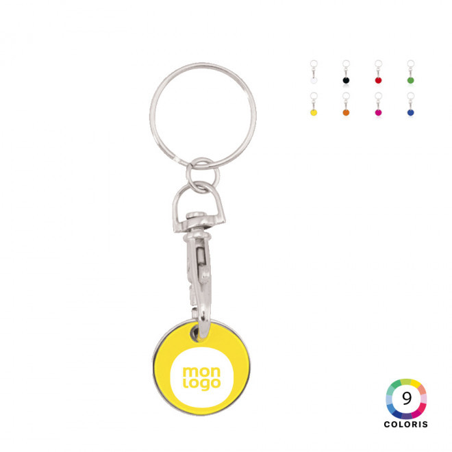 PORTE-CLÉS PERSONNALISÉ AVEC JETON EN MÉTAL 'KEMA' - jaune