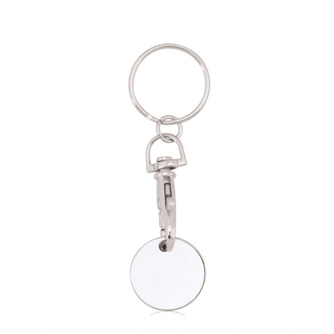 PORTE-CLÉS PERSONNALISÉ AVEC JETON EN MÉTAL 'KEMA' - blanc