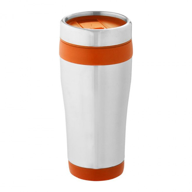MUG ISOTHERME PUBLICITAIRE 'PYRENEES' - EXPEDITION RAPIDE 4 JOURS - orange