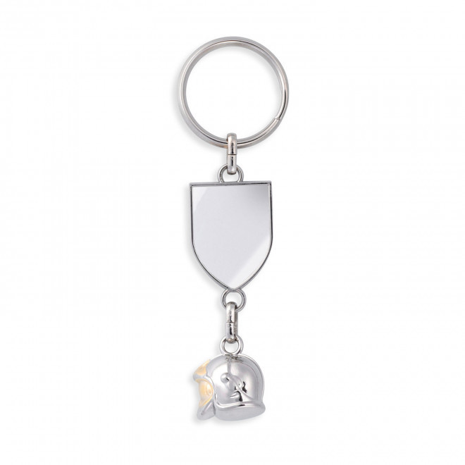 PORTE CLE CASQUE DE POMPIER PERSONNALISABLE  'PINPOM' - argenté
