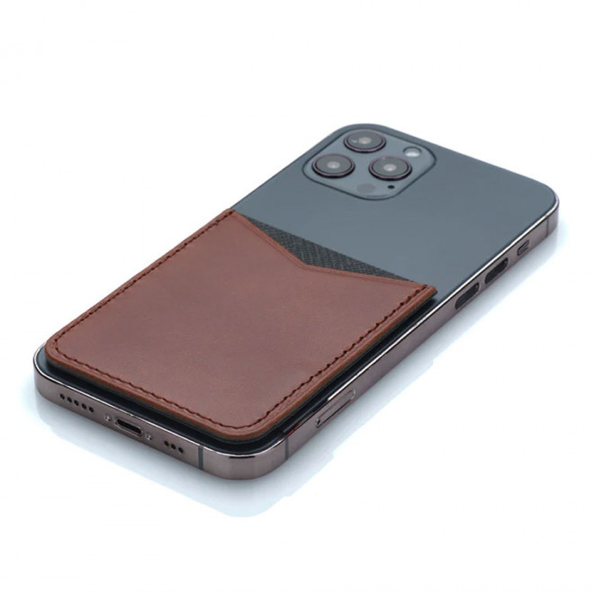 PORTE-CARTES CUIR PERSONNALISÉ ADHÉSIF 'PECOS' - marron foncé