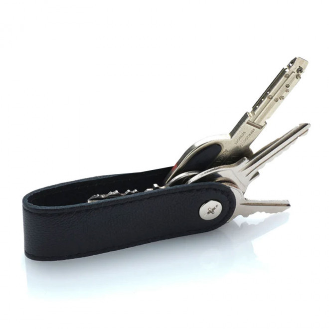 PORTE-CLÉS CUIR PERSONNALISÉ 'LUFKY' - noir