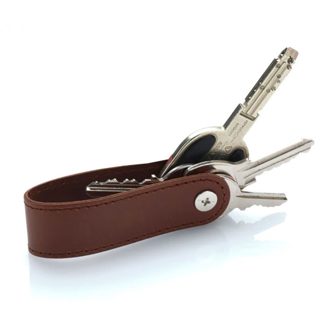 PORTE-CLÉS CUIR PERSONNALISÉ 'LUFKY' - marron foncé