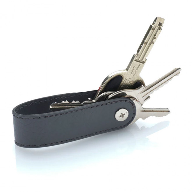 PORTE-CLÉS CUIR RECYCLÉ PERSONNALISÉ 'LUFKY' - gris