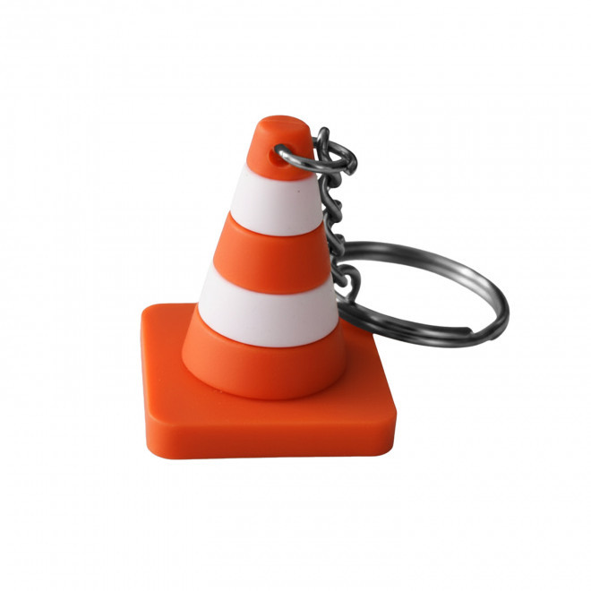 PORTE CLES PVC 3D CONE CHANTIER PERSONNALISABLE 'CONY' - orange