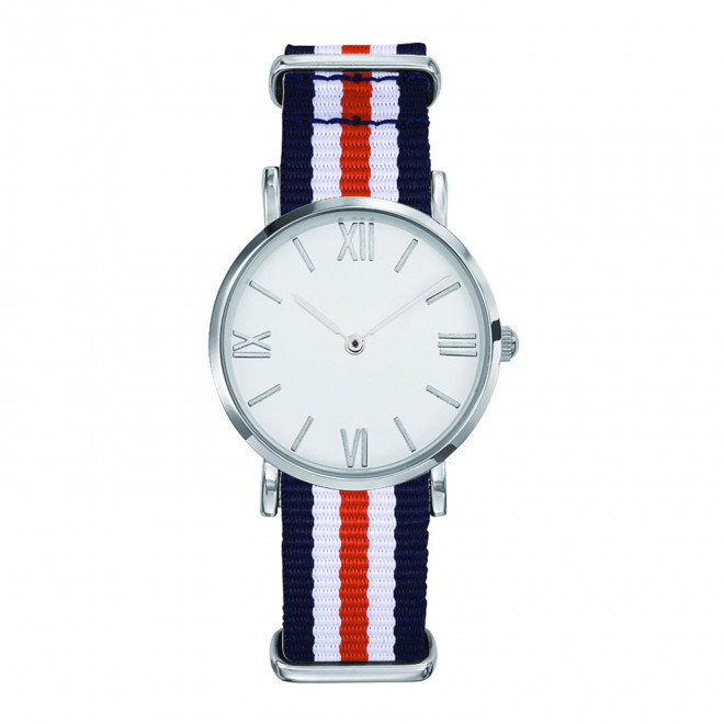 MONTRE FEMME PERSONNALISABLE 'AXELLE' - chrome/rouge/blanc/bleu