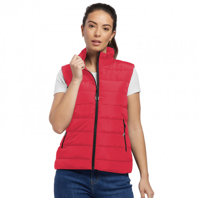 DOUDOUNE SANS MANCHE RPET FEMME PERSONNALISABLE 'KONNIE' - rouge