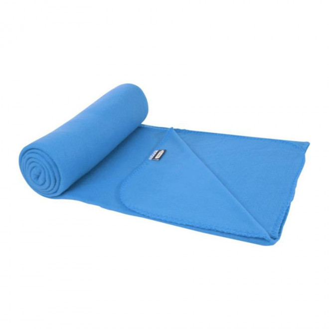 PLAID POLAIRE PERSONNALISÉ RPET 'WEEK-END' - EXPEDITION RAPIDE 4 JOURS - bleu clair