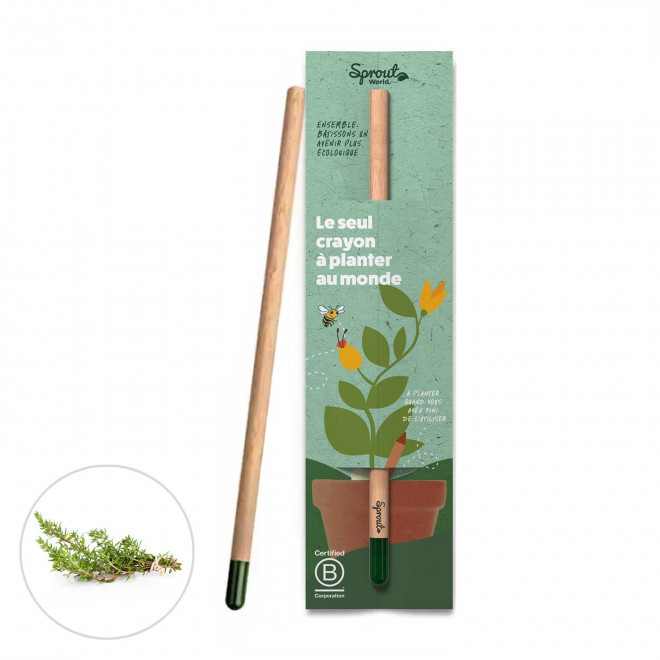 CRAYON GRAINES PERSONNALISÉ CARTONNETTE 'POUSS' - thym