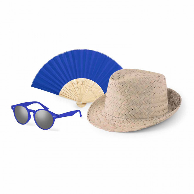 SET LUNETTES EVENTAIL CHAPEAU PERSONNALISABLE 'SUMMER' - bleu