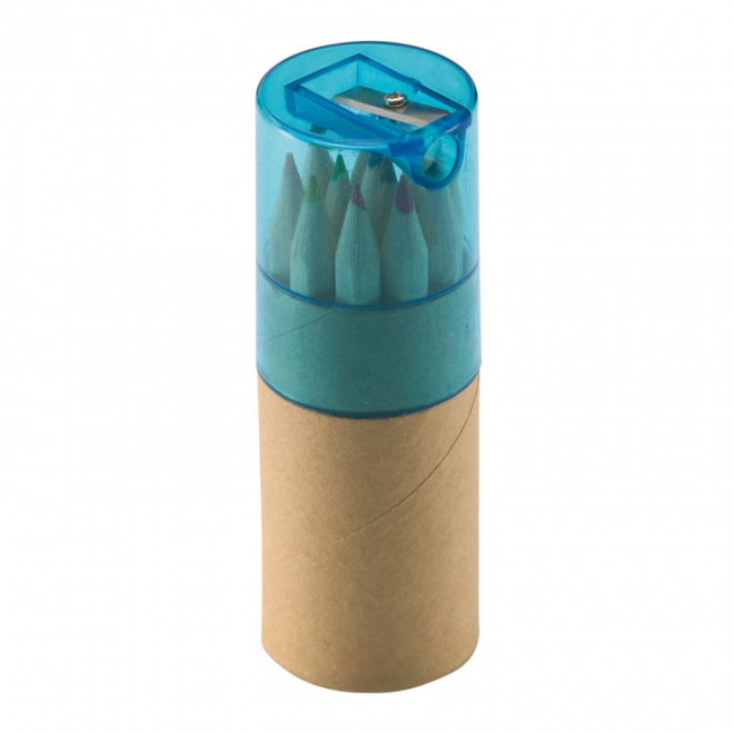 SET DE 12 CRAYONS DE COULEUR AVEC TAILLE CRAYON PERSONNALISABLE 'SANTANDER' - bleu