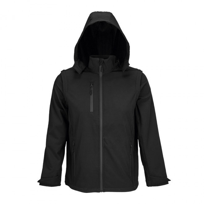 VESTE SOFTSHELL PERSONNALISÉE AMOVIBLE 'FALCON 3IN1' - noir