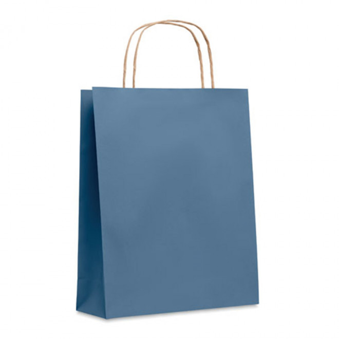 SAC PAPIER KRAFT ANSES TORSADEES 'HONDURO' 18X21X8 CM- EXPÉDITION RAPIDE 5 JOURS - bleu