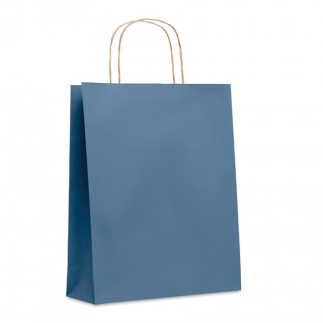 SAC PAPIER KRAFT ANSES TORSADEES 'HONDURO' 25X32X11 CM - EXPÉDITION RAPIDE 5 JOURS - bleu