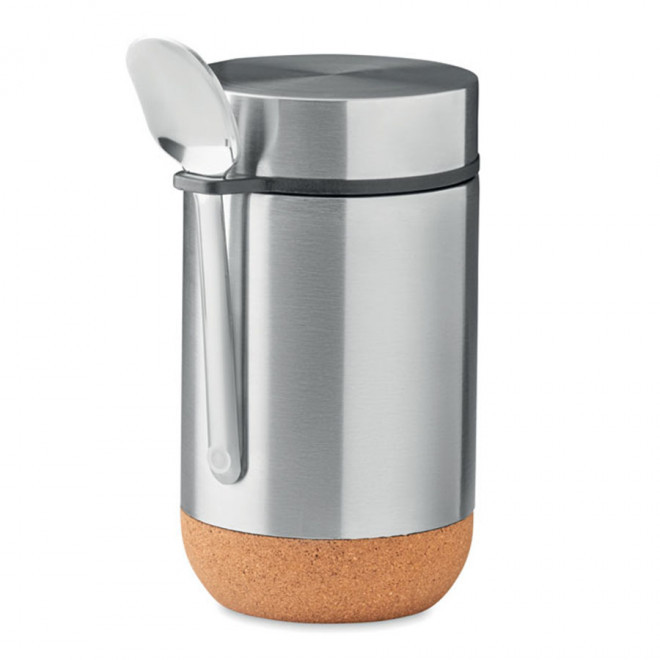 THERMOS ALIMENTAIRE ISOTHERME PERSONNALISABLE 'ROSLIN' - argenté