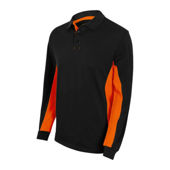 POLO PERSONNALISABLE BICOLORE VELILLA® 'ALBANE ML' - black/orange