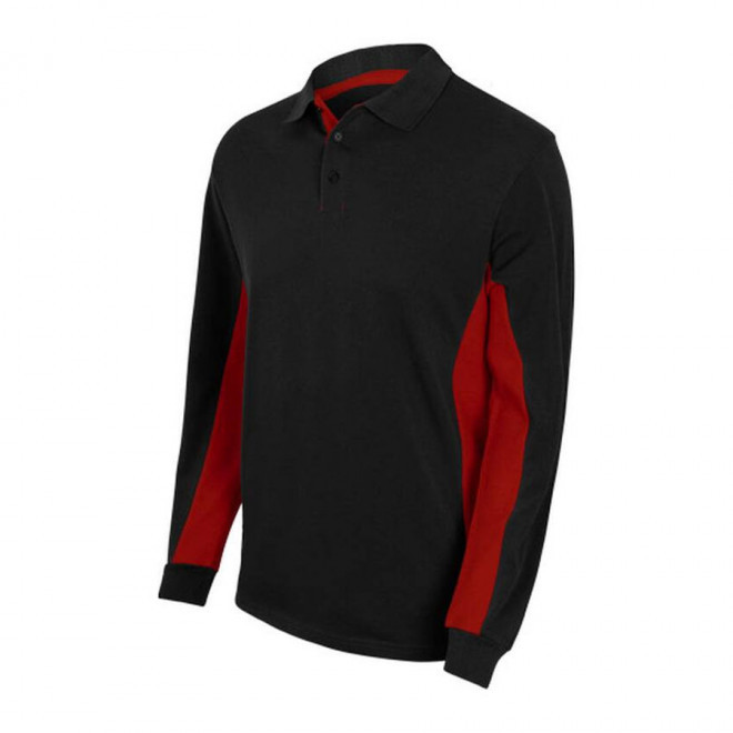 POLO PERSONNALISABLE BICOLORE VELILLA® 'ALBANE ML' - black/red