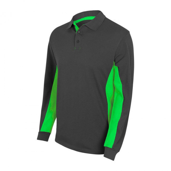 POLO PERSONNALISABLE BICOLORE VELILLA® 'ALBANE ML' - grey/lime