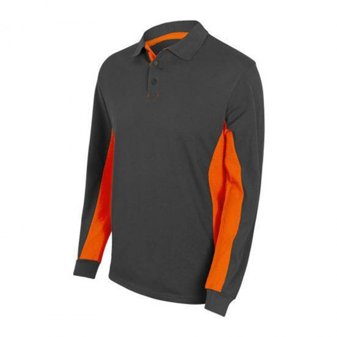 POLO PERSONNALISABLE BICOLORE VELILLA® 'ALBANE ML' - grey/orange