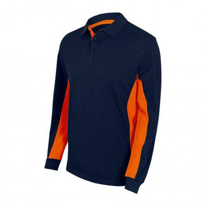 POLO PERSONNALISABLE BICOLORE VELILLA® 'ALBANE ML' - navy/orange