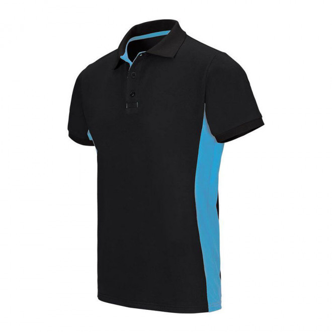 POLO PERSONNALISÉ BICOLORE MANCHES COURTES 'ALBANE MC' 180 GR/M² - black/sky