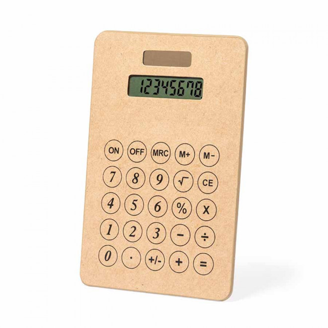 CALCULATRICE PERSONNALISÉE EN CARTON RECYCLE 'HUNE'  - naturel