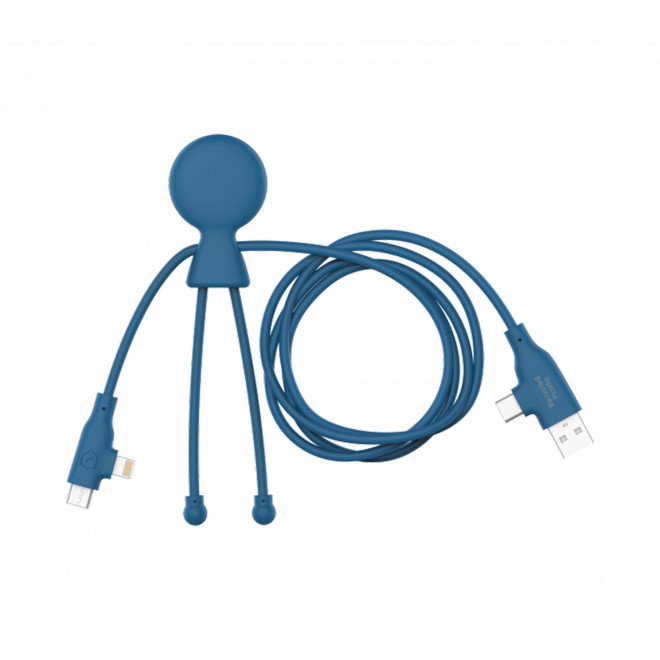 CABLE DE CHARGE PERSONNALISABLE XOOPAR® 'MR BIO LONG FAST 60W' - bleu