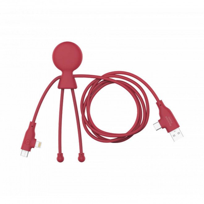 CABLE DE CHARGE PERSONNALISABLE XOOPAR® 'MR BIO LONG FAST 60W' - rouge