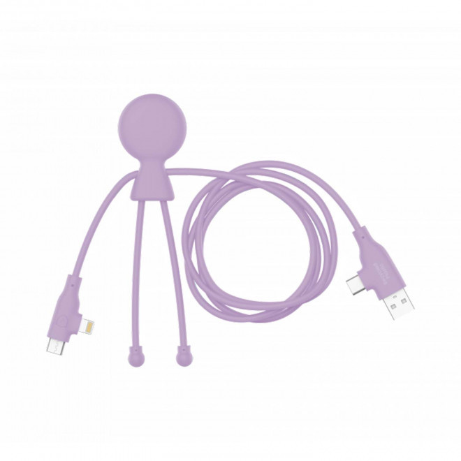 CABLE DE CHARGE PERSONNALISABLE XOOPAR® 'MR BIO LONG FAST 60W' - lilas
