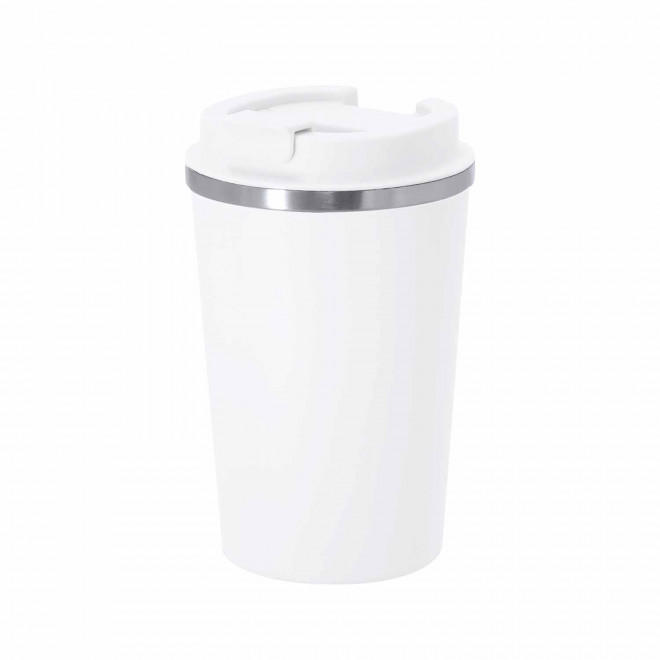 MUG PERSONNALISABLE ACIER INOX DOUBLE PAROI 350 ML 'TOODI' - blanc