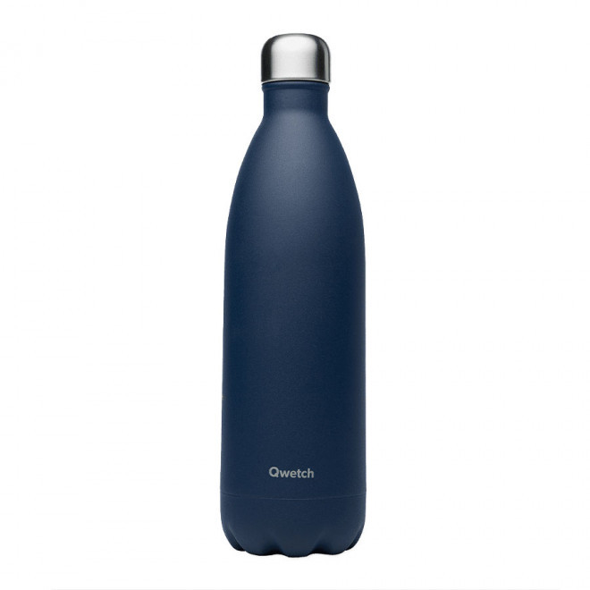 BOUTEILLE ISOTHERME PERSONNALISABLE INOX 1 L QWETCH® - bleu nuit