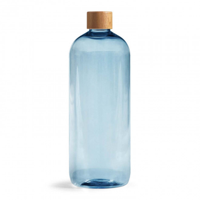 BOUTEILLE PERSONNALISABLE PET RECYCLE 1L 'BUBU' - bleu transparent