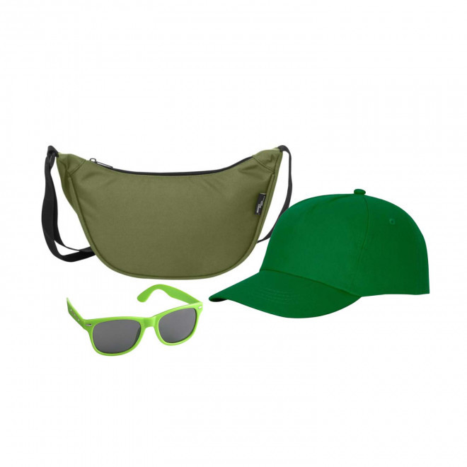 SET PERSONNALISABLE CASQUETTE BANANE LUNETTES 'FESTI' - vert